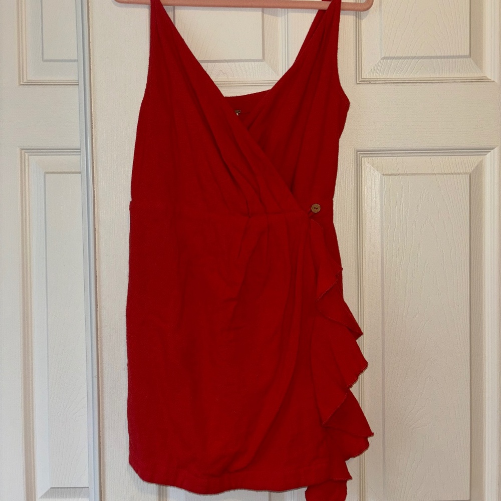 Free People red wrap mini dress